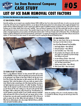 List of Ice Dam Removal Cost Factors