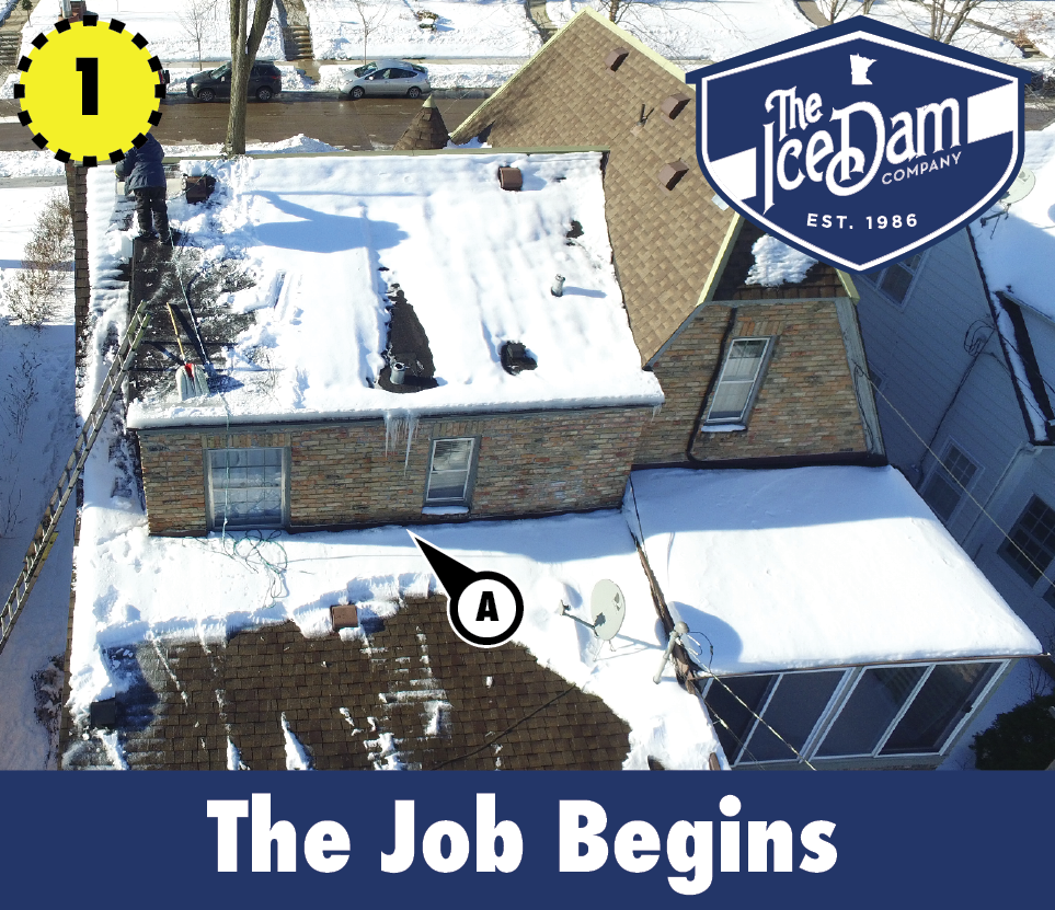 Ice Dam Removal Job Drone Photo Before
