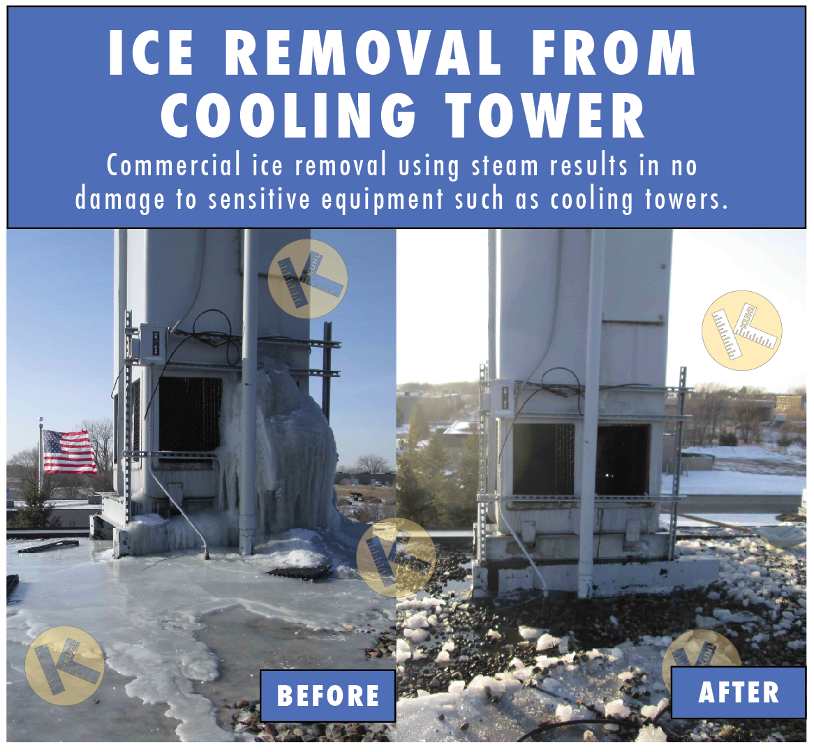 Minneapolis cooling tow commercial ice removal Kuhl Ice Dam Company